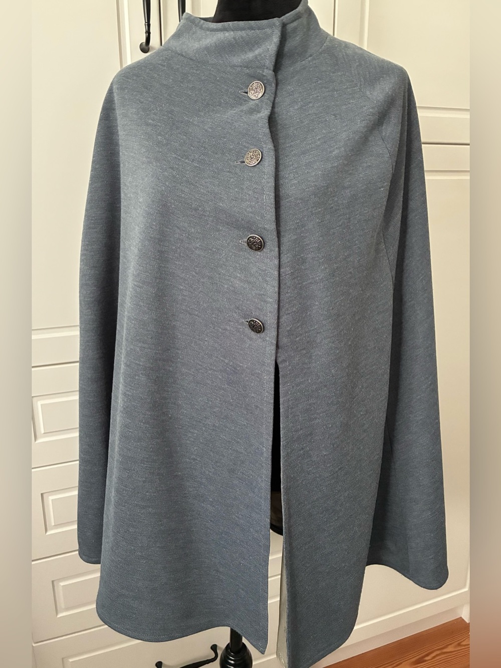 Vintage Hardy Amies London Structured Knit Cape Coat - OS Gray